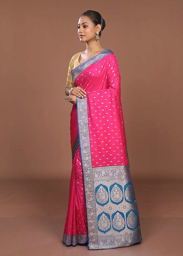 Pink Katan Silk Saree With Blouse Piece