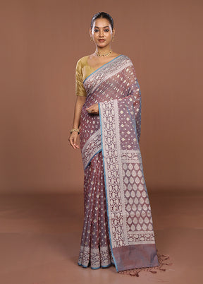 Pink Kora Silk Saree With Blouse Piece
