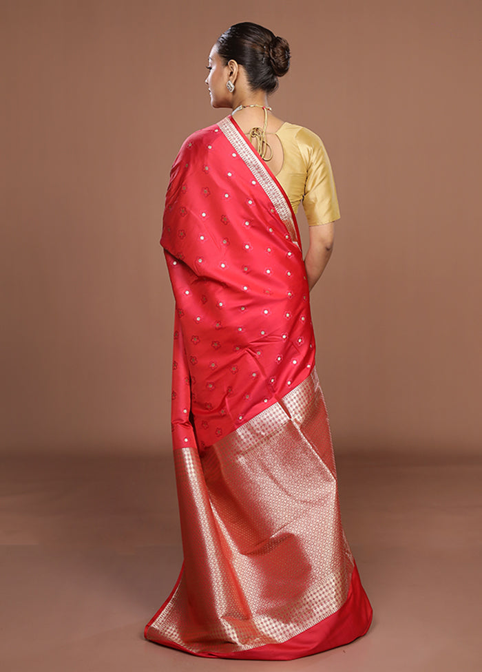 Red Katan Silk Saree With Blouse Piece