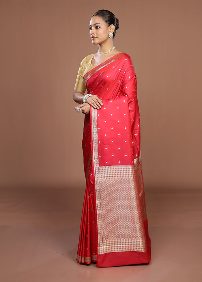 Red Katan Silk Saree With Blouse Piece