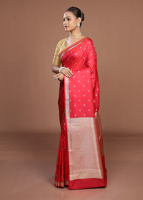 Red Katan Silk Saree With Blouse Piece