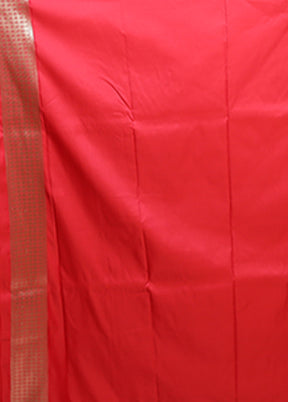 Red Katan Silk Saree With Blouse Piece