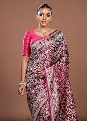 Purple Jamewar Silk Saree With Blouse Piece