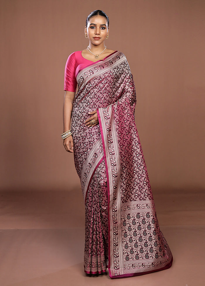 Purple Jamewar Silk Saree With Blouse Piece