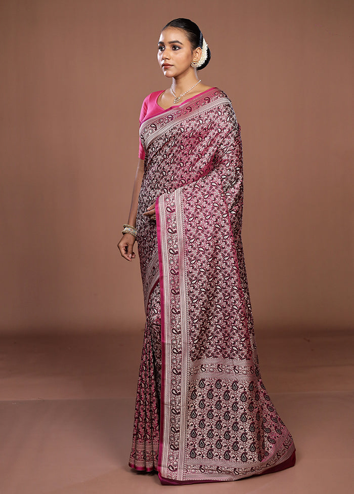 Purple Jamewar Silk Saree With Blouse Piece