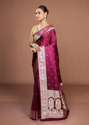 Purple Katan Silk Saree With Blouse Piece