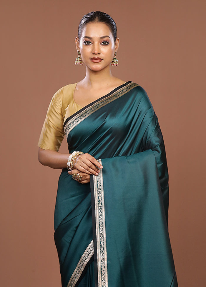 Green Katan Silk Saree With Blouse Piece