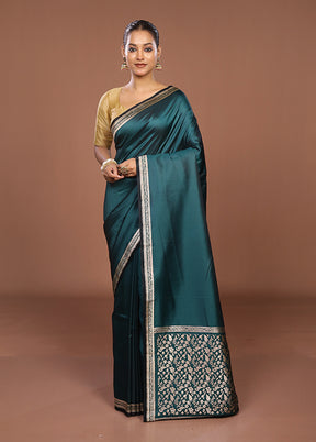 Green Katan Silk Saree With Blouse Piece
