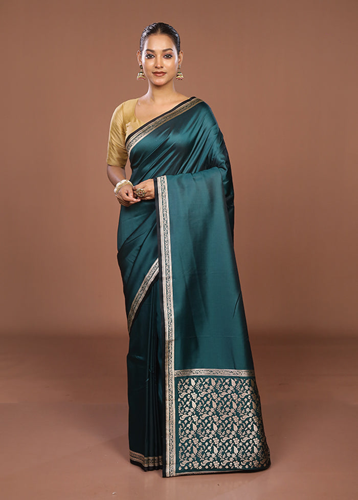 Green Katan Silk Saree With Blouse Piece