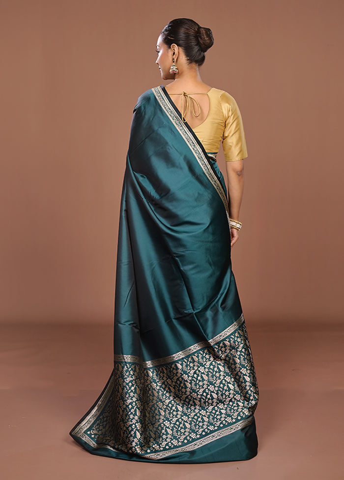 Green Katan Silk Saree With Blouse Piece