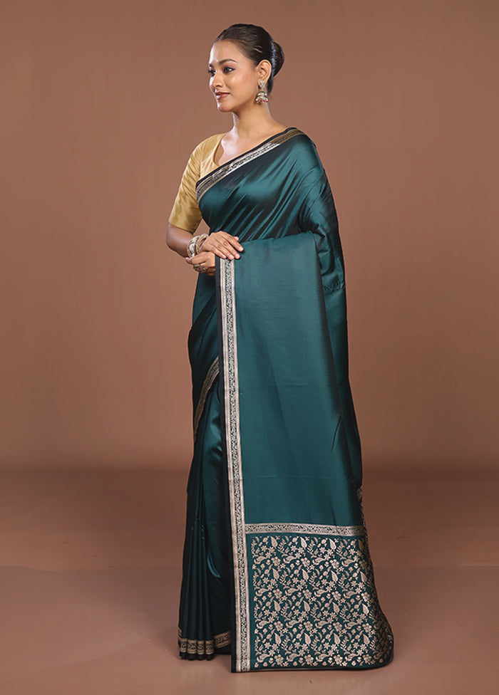 Green Katan Silk Saree With Blouse Piece