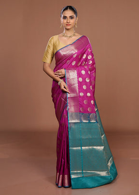 Purple Kora Silk Saree With Blouse Piece