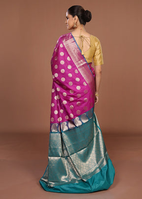 Purple Kora Silk Saree With Blouse Piece