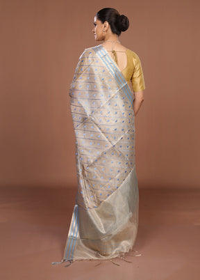 Cream Tissue Silk Saree With Blouse Piece