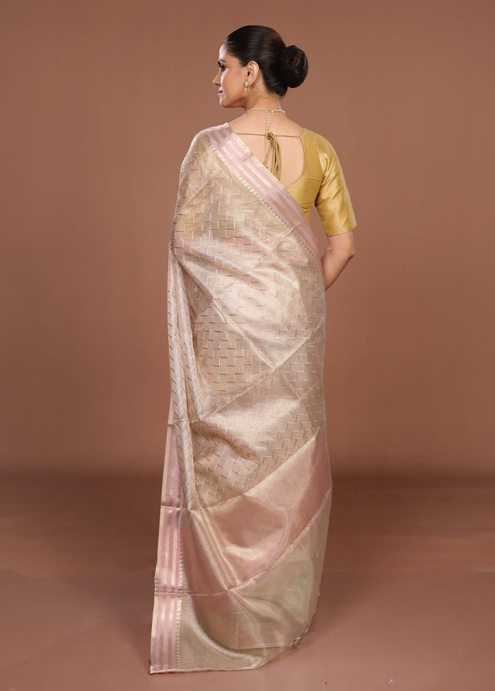 Cream Tissue Silk Saree With Blouse Piece