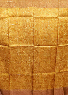 Yellow Handloom Tussar Pure Silk Saree With Blouse Piece
