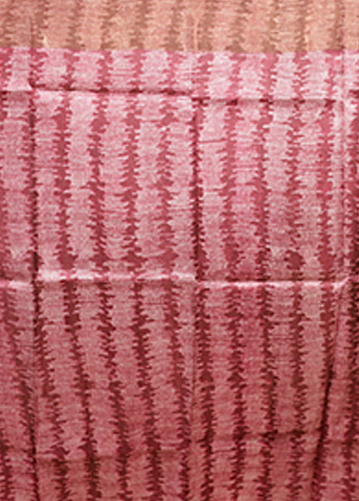 Purple Handloom Tussar Pure Silk Saree With Blouse Piece