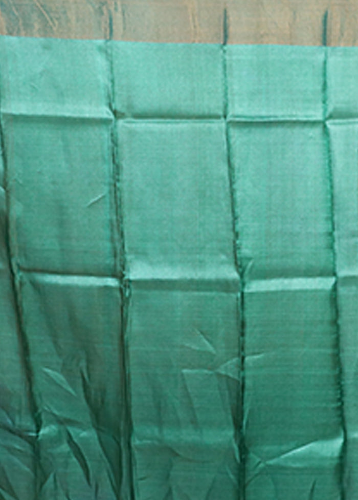 Green Handloom Tussar Pure Silk Saree With Blouse Piece