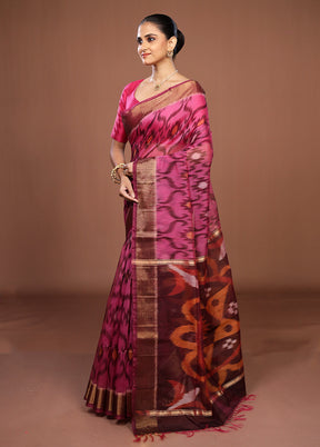 Purple Pure Cotton Saree With Blouse Piece