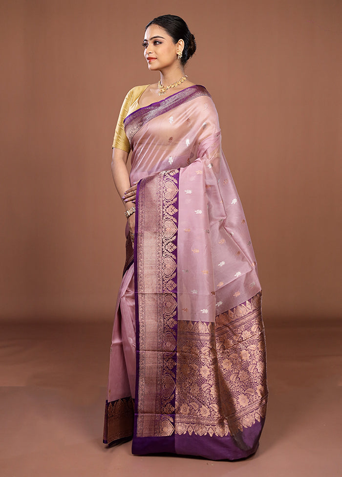 Pink Handloom Pure Organza Saree With Blouse Piece