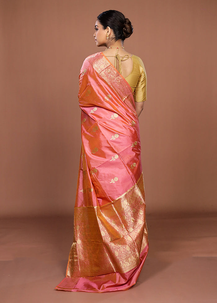 Pink Handloom Katan Pure Silk Saree With Blouse Piece