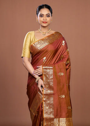 Cream Handloom Katan Pure Silk Saree With Blouse Piece