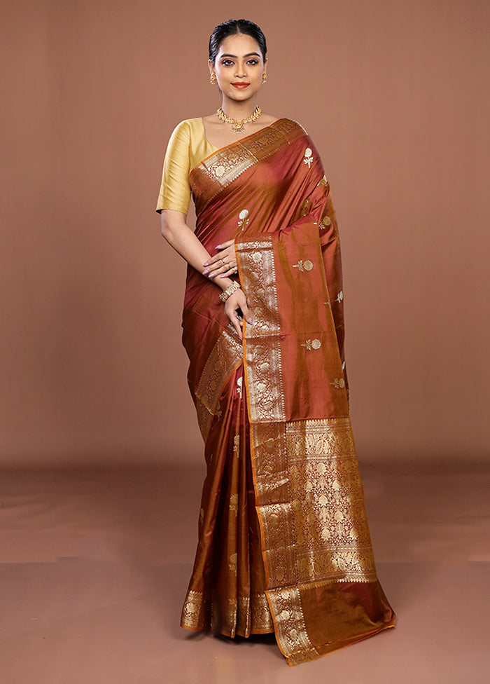 Cream Handloom Katan Pure Silk Saree With Blouse Piece