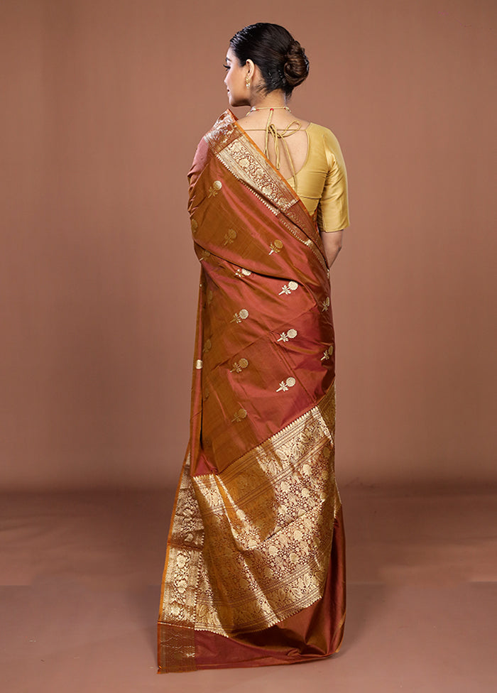 Cream Handloom Katan Pure Silk Saree With Blouse Piece