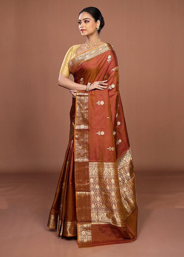 Cream Handloom Katan Pure Silk Saree With Blouse Piece