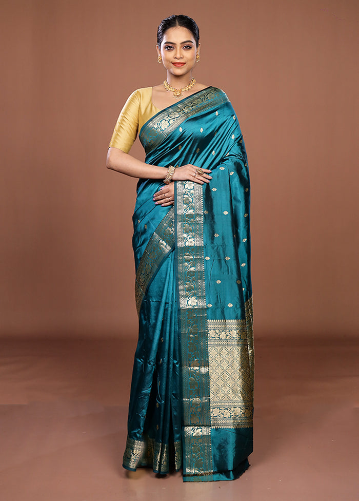 Green Handloom Katan Pure Silk Saree With Blouse Piece