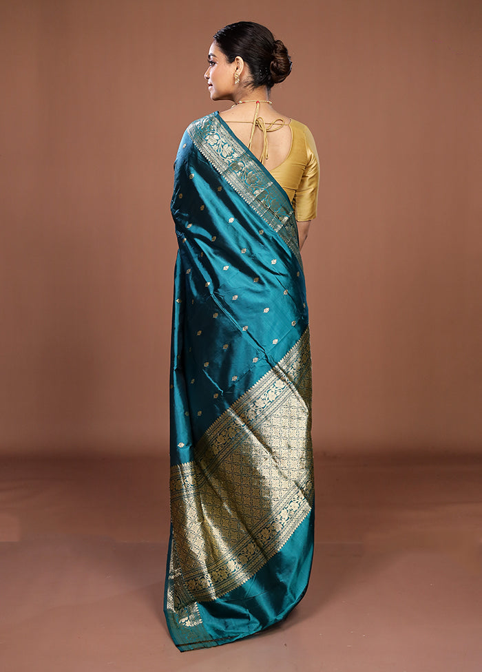 Green Handloom Katan Pure Silk Saree With Blouse Piece