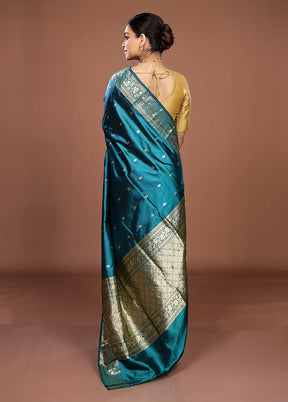 Green Handloom Katan Pure Silk Saree With Blouse Piece