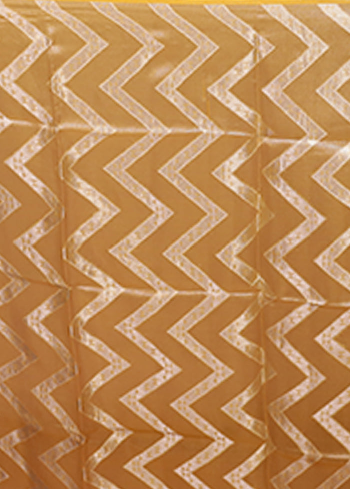 Yellow Handloom Tissue Pure Silk Saree With Blouse Piece