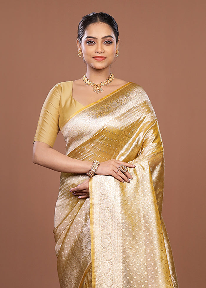 Yellow Tissue Silk Saree With Blouse Piece