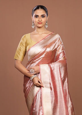 Pink Tissue Silk Saree With Blouse Piece
