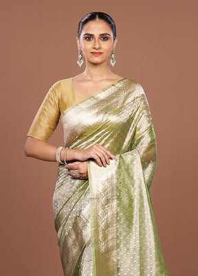 Green Tissue Silk Saree With Blouse Piece