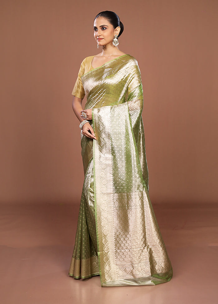 Green Tissue Silk Saree With Blouse Piece
