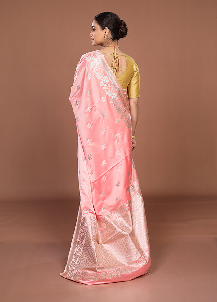 Pink Katan Silk Saree With Blouse Piece