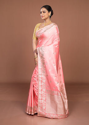Pink Katan Silk Saree With Blouse Piece