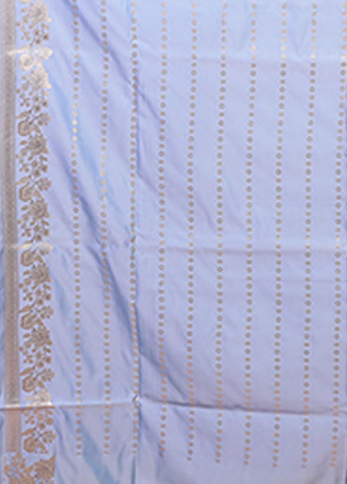 Blue Katan Silk Saree With Blouse Piece