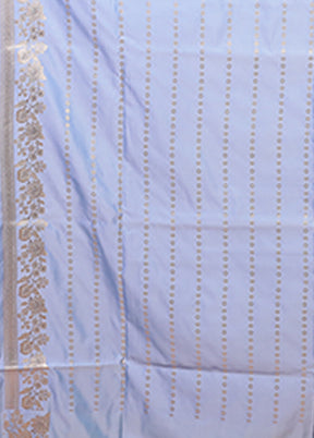 Blue Katan Silk Saree With Blouse Piece