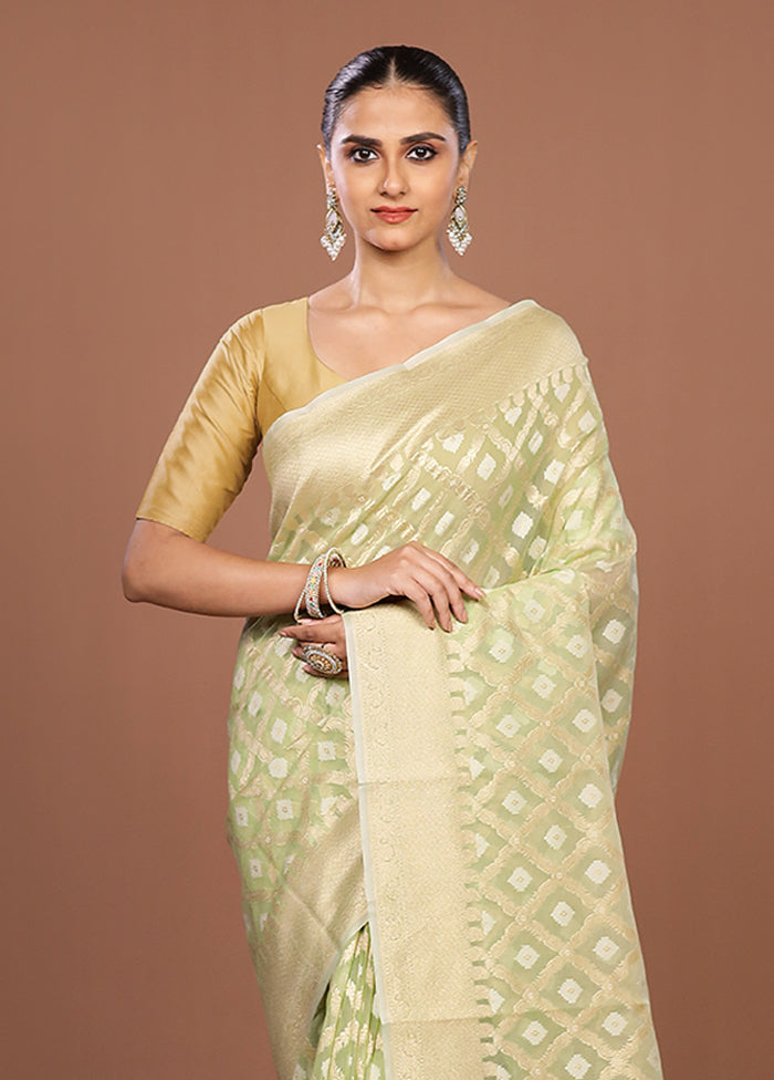 Green Kora Silk Saree With Blouse Piece