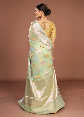 Green Organza Saree With Blouse Piece