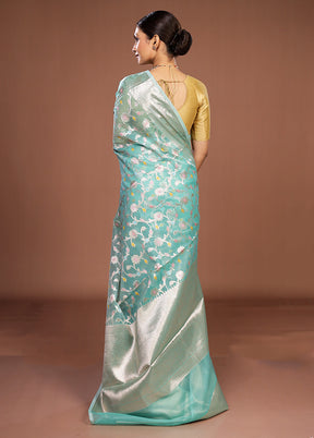 Green Organza Saree With Blouse Piece