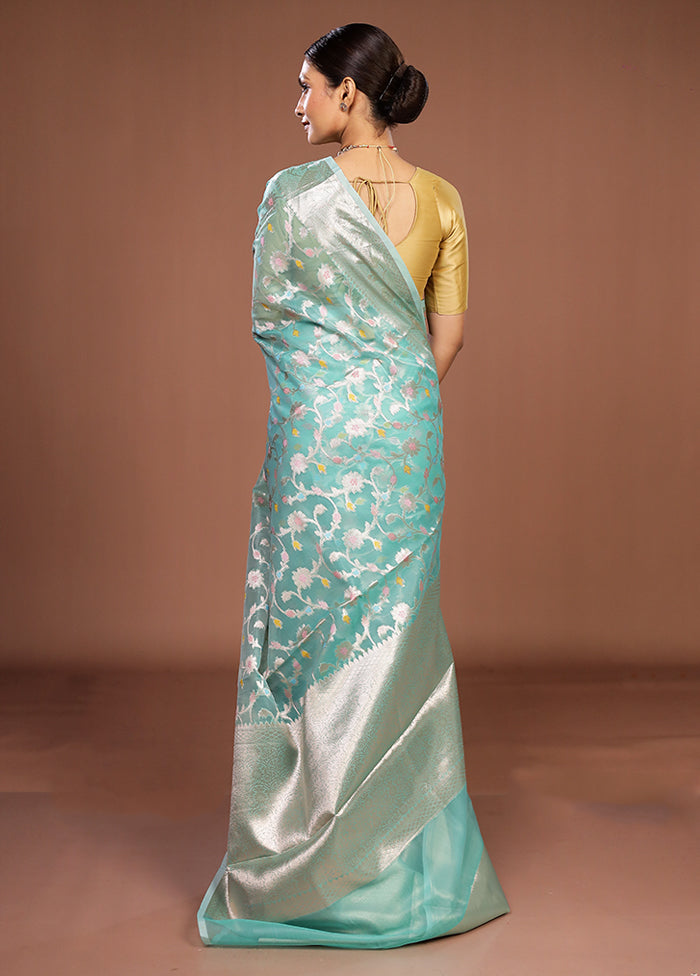 Green Organza Saree With Blouse Piece