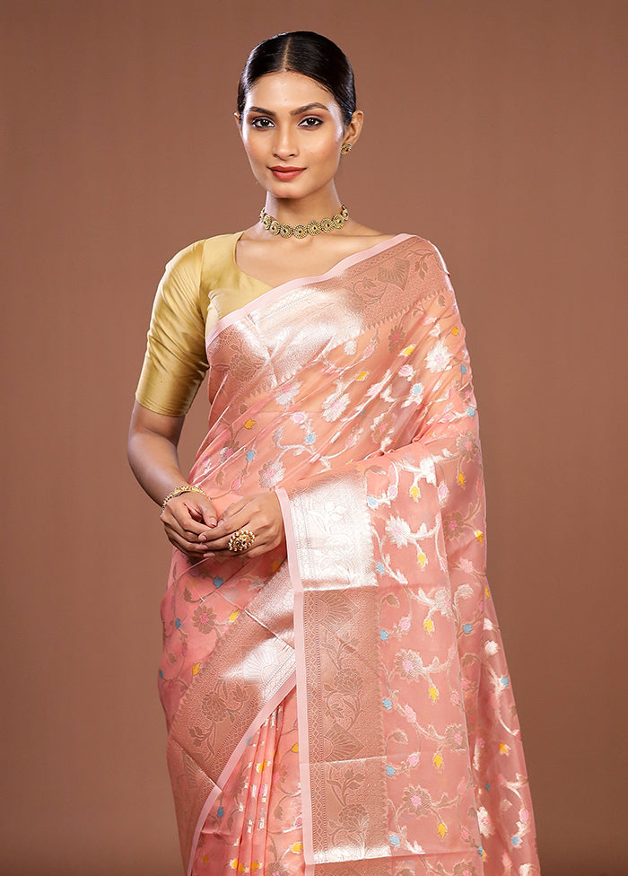 Pink Organza Saree With Blouse Piece