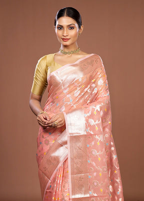 Pink Organza Saree With Blouse Piece