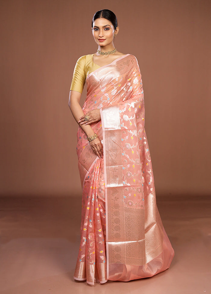 Pink Organza Saree With Blouse Piece