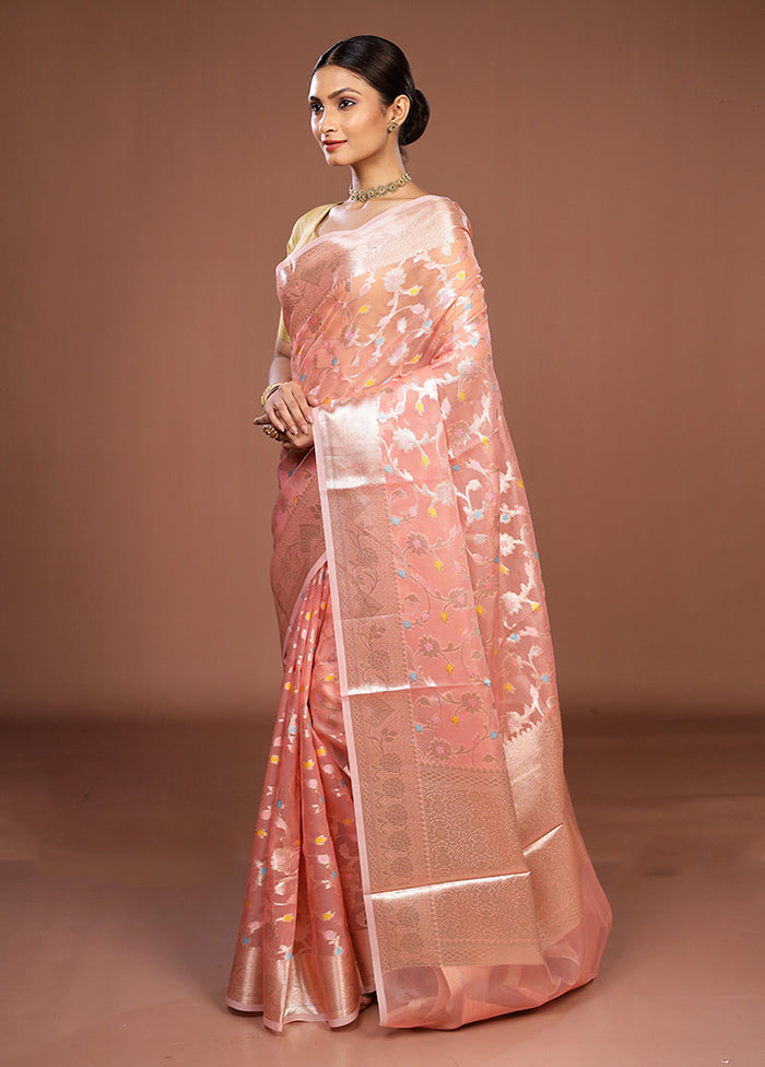 Pink Organza Saree With Blouse Piece