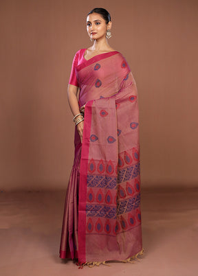 Purple Cotton Saree With Blouse Piece